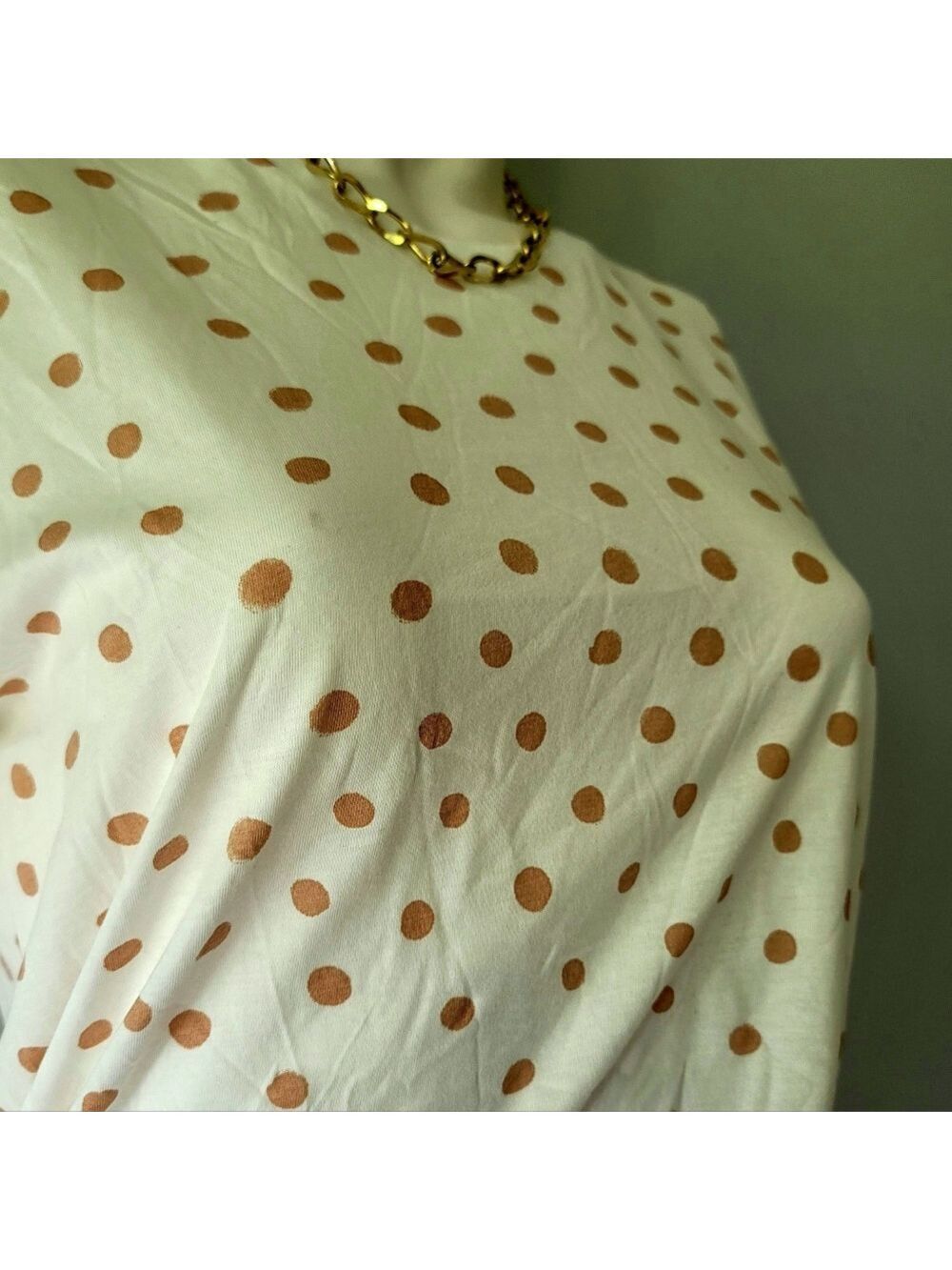 BRAND NEW! Zara Brown and Cream  Polka-Dot Top Size M